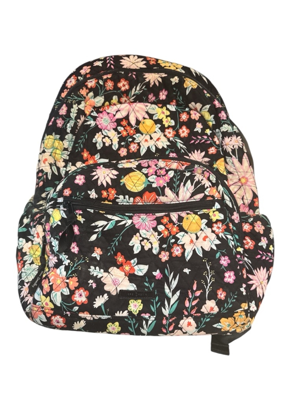 Vera Bradley Black Floral Quilted Backpack - Multi-Color Flower Print